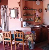 The kitchen area in the bush chalet